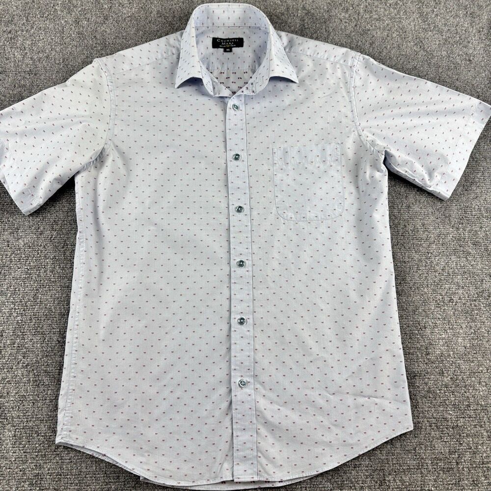 Countess Mara Mens 95 Short Sleeve Shirt Blue Pink Dot Pattern Medium